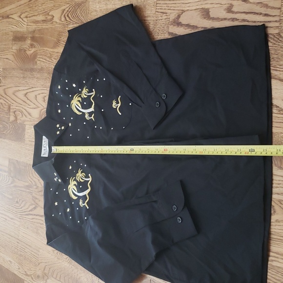 (XS) Hana Vacation Embroidered Embellished Palm Print Tropical Business Casual - Picture 4 of 7